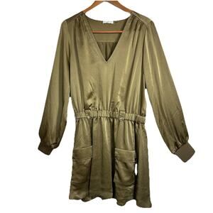 Ramy Brook Kristi Satin Belted Minidress in Clover – Size Large L